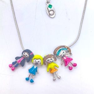 Girl Scout Brownie Friends Necklace Silver Tone 4 Pendants